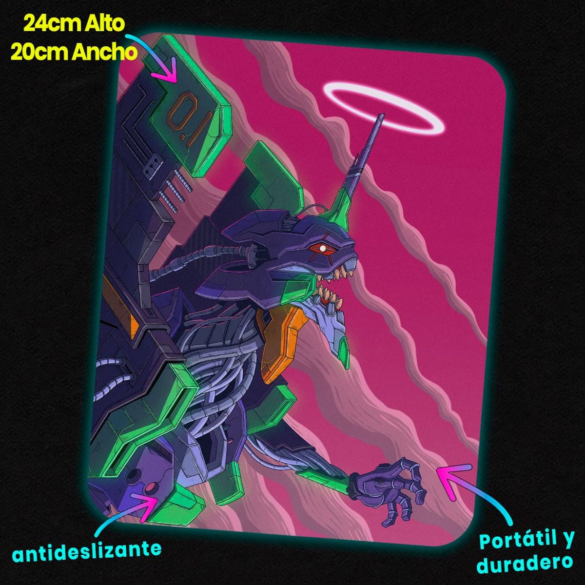 GENERICO - Mousepad 20x24 cm - Diseño Evangelion Unit-01 Third Impact Magenta