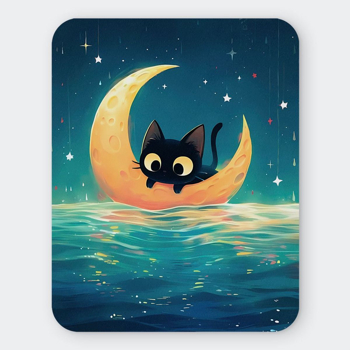 GENERICO - Mousepad 20x24 cm - Diseño Moonlight Black Cat Voyager