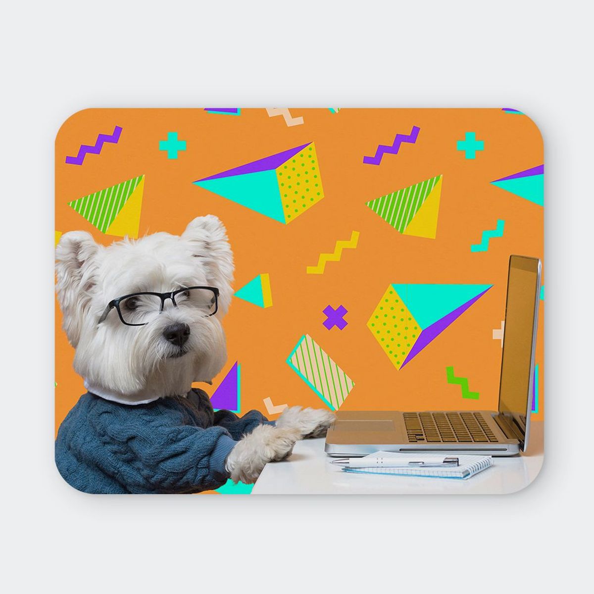 GENERICO - Mousepad 20x24 cm - Diseño Dog Scholar 90s Memphis Style