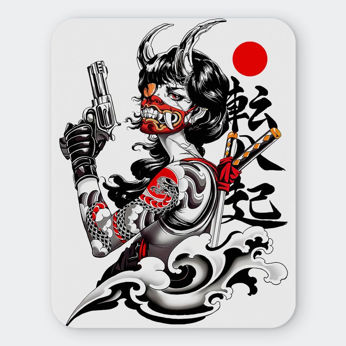 GENERICO - Mousepad 20x24 cm - Diseño Cyber Oni Geisha Assassin