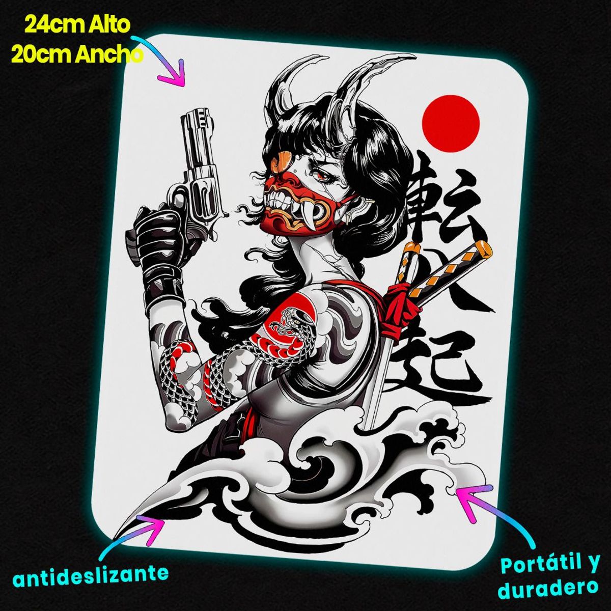 GENERICO - Mousepad 20x24 cm - Diseño Cyber Oni Geisha Assassin