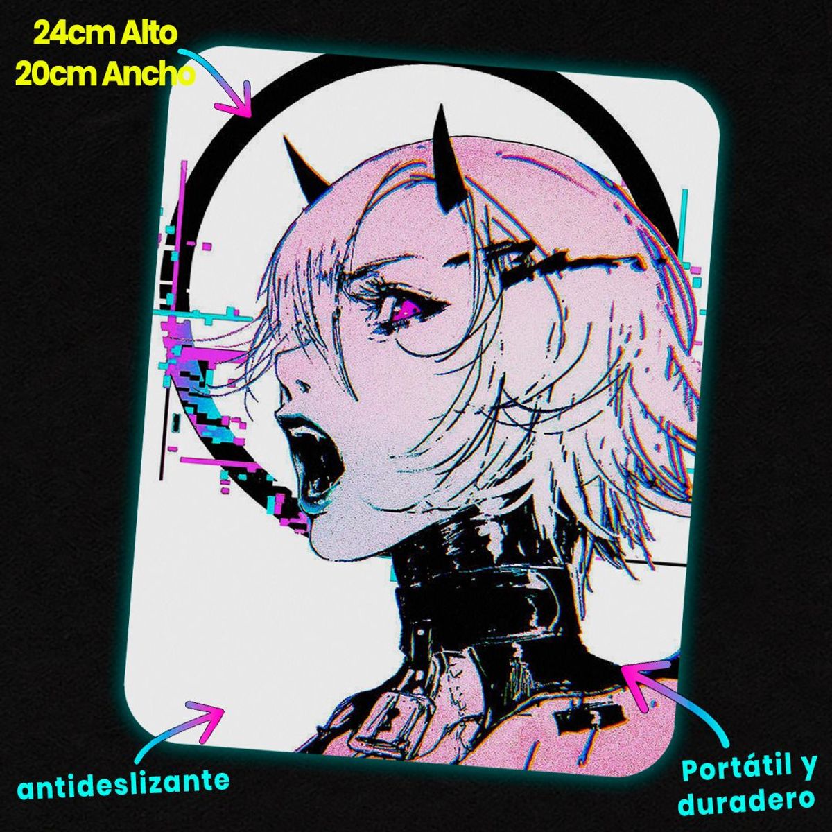 GENERICO - Mousepad 20x24 cm - Diseño Neo Oni Glitch Pulse
