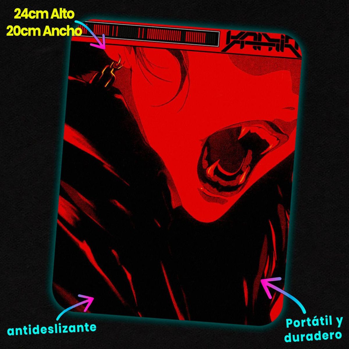 GENERICO - Mousepad 20x24 cm - Diseño Crimson Fangs Tech