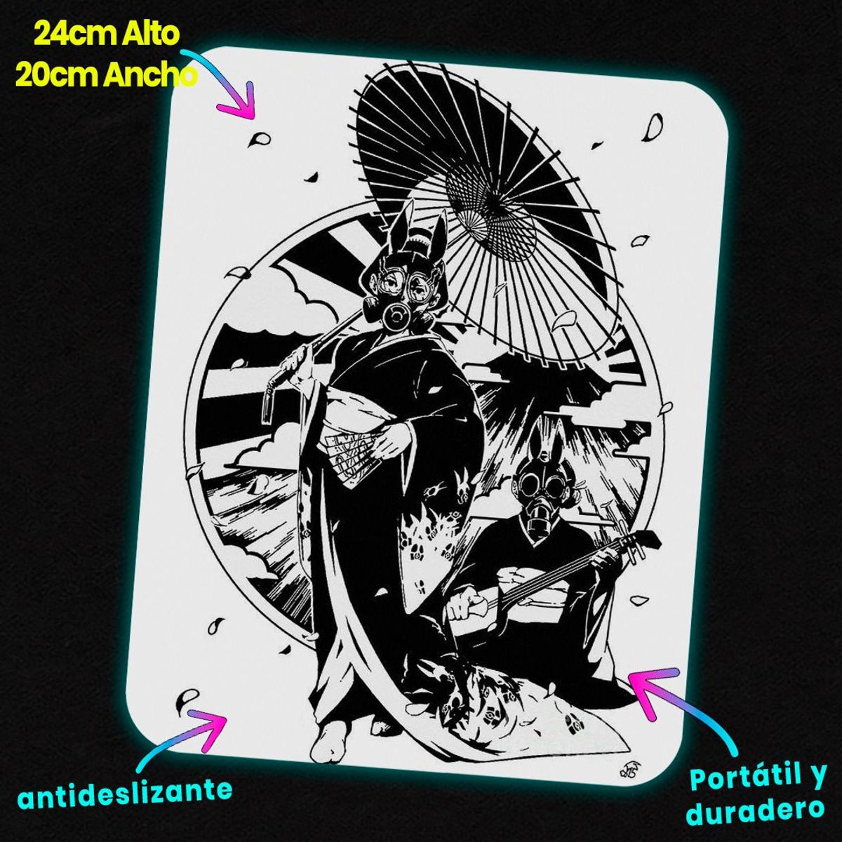 GENERICO - Mousepad 20x24 cm - Diseño Geisha Gas Mask Bushido