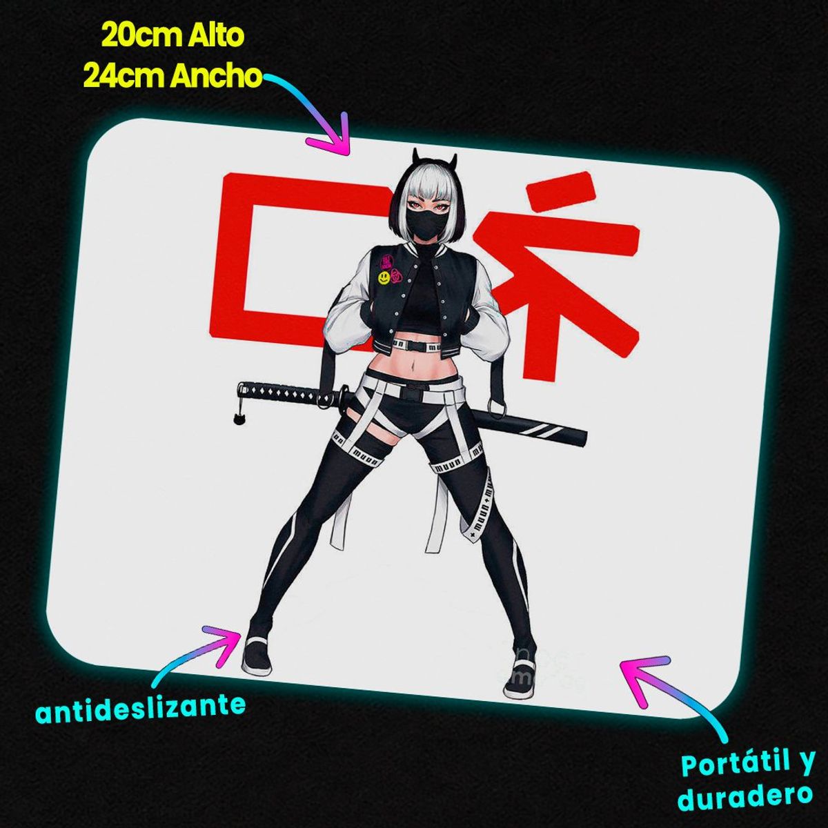 GENERICO - Mousepad 20x24 cm - Diseño Urban Kunoichi Techwear