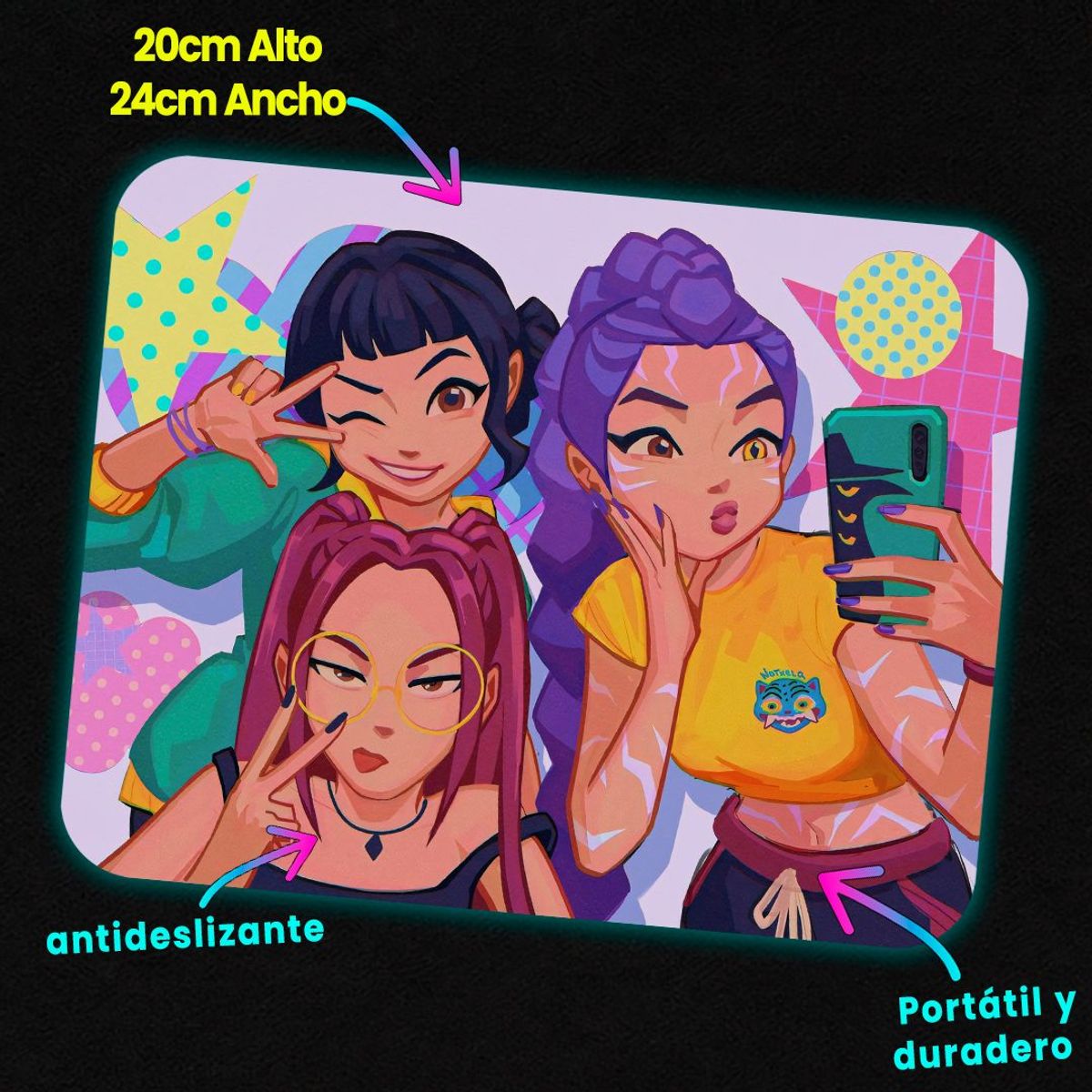GENERICO - Mousepad 20x24 cm - Diseño The Huntrix Selfie Stars
