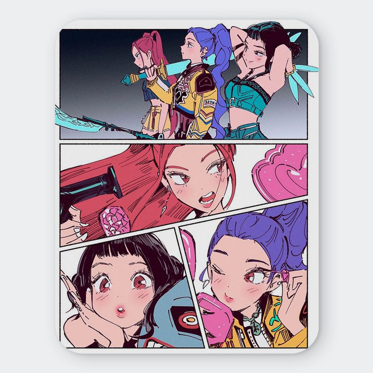 GENERICO - Mousepad 20x24 cm - Diseño The Huntrix Webtoon Panels
