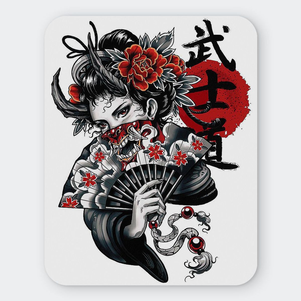 GENERICO - Mousepad 20x24 cm - Diseño Oni Geisha Crimson Bloom