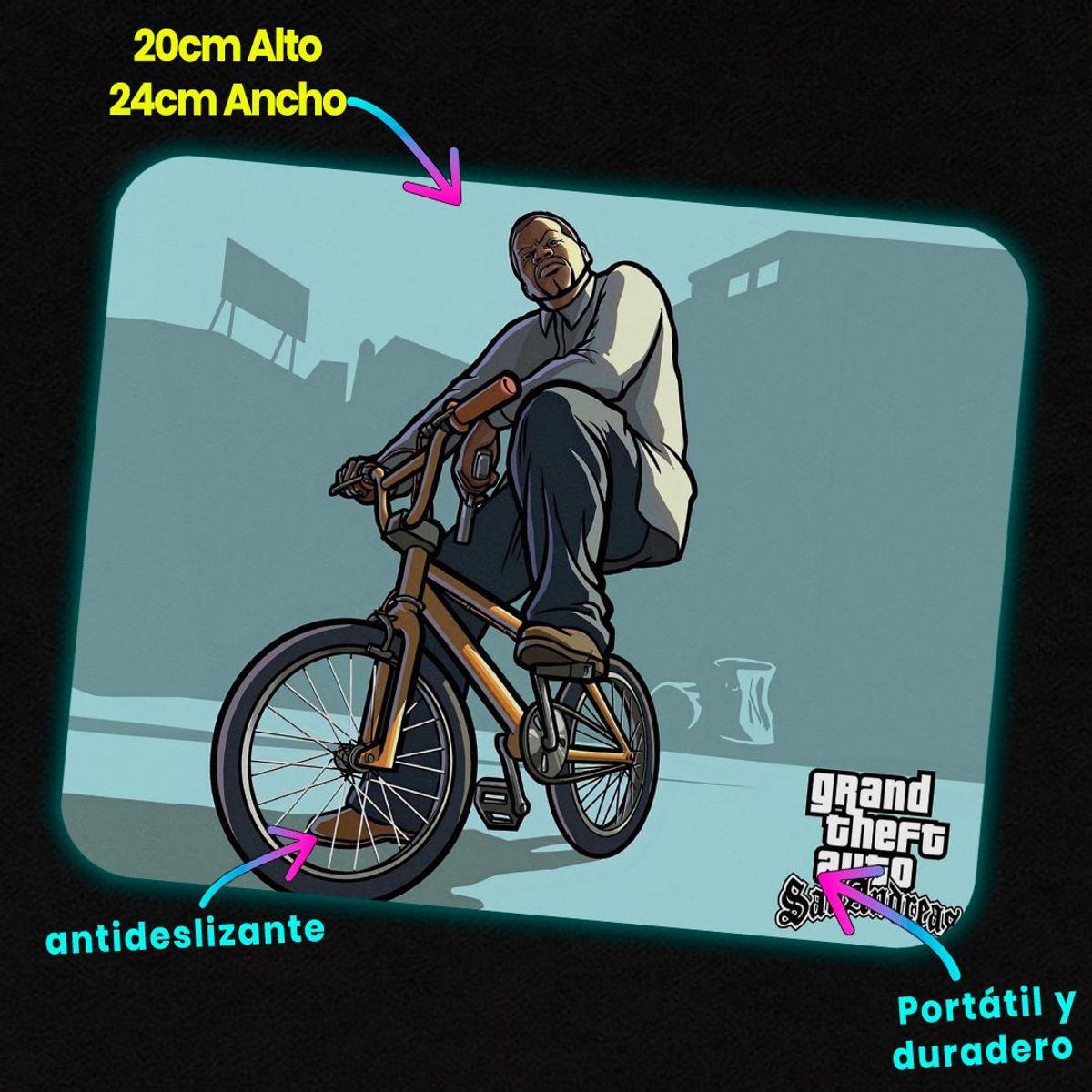 GENERICO - Mousepad 20x24 cm - Diseño GTA San Andreas BMX Street Legend