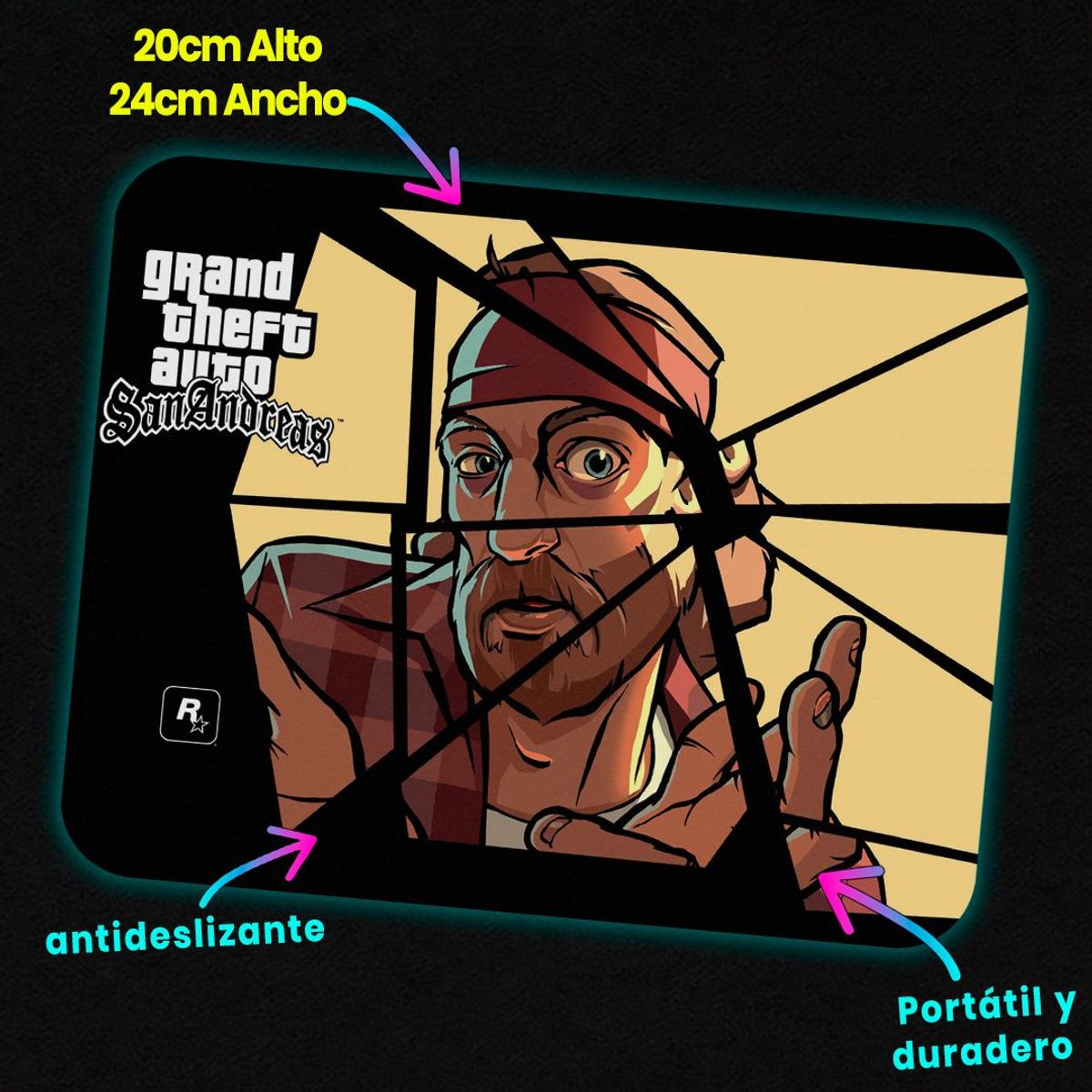 GENERICO - Mousepad 20x24 cm - Diseño GTA San Andreas The Truth Shattered
