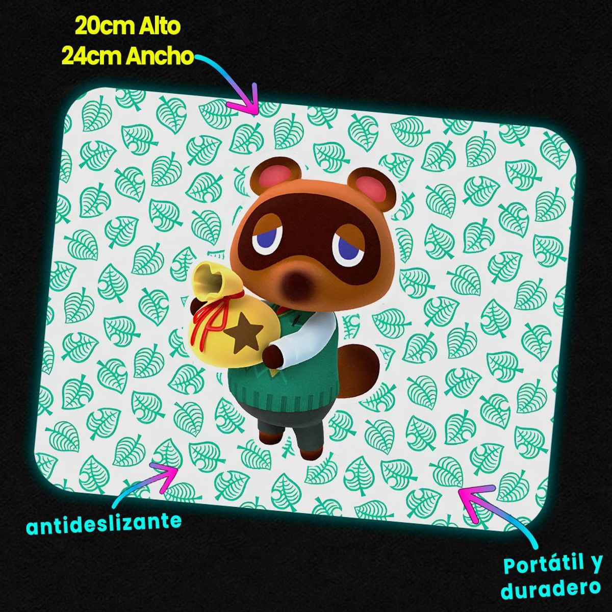 GENERICO - Nombre del producto Mousepad 20x24 cm - Diseño Tom Nook Bell Bag Tycoon