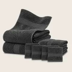 AZ AURAZEUS - Set De 8 Toallas De Baño Algodon 600gr/m2 Cuerpo Mano Grande Az Gris