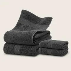 AZ AURAZEUS - Set De 4 Toallas De Baño Algodon 600gr/m2 Cuerpo Mano Grande Az Gris