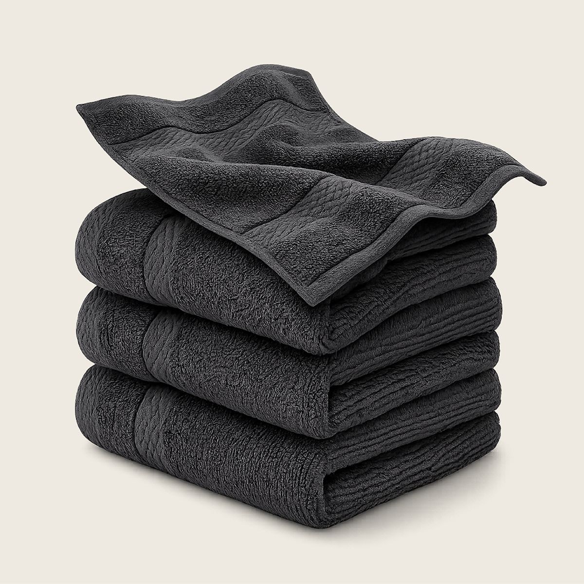 AZ AURAZEUS - Juego De 4 Toallas Faciales 32x32cm Algodon 600gr/m2 Set Baño Az Gris