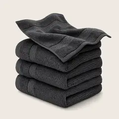 AZ AURAZEUS - Juego De 4 Toallas Faciales 32x32cm Algodon 600gr/m2 Set Baño Az Gris