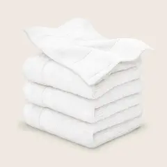 CASA NEROLA - Juego De 4 Toallas Faciales 32x32cm Algodon 600gr/m2 Set Baño Blanco