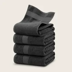 AZ AURAZEUS - Set De 4 Toallas De Baño 140x70 Cm Algodon 600gr/m2 Grandes Az Gris