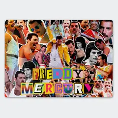 GENERICO - Tabla para picar Artisticat - Diseño Freddie Mercury Live Collage - 20x28 cm