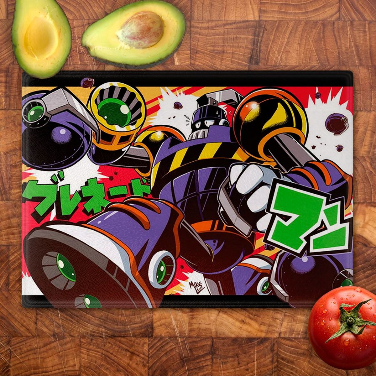 GENERICO - Tabla para picar Artisticat - Diseño Grenade Man Blast - 20x28 cm