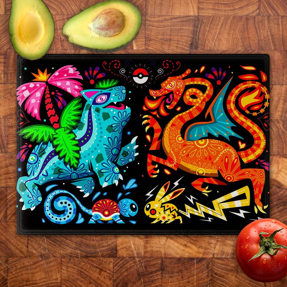 GENERICO - Tabla para picar Artisticat - Diseño Alebrije Elemental - 28,5x39 cm