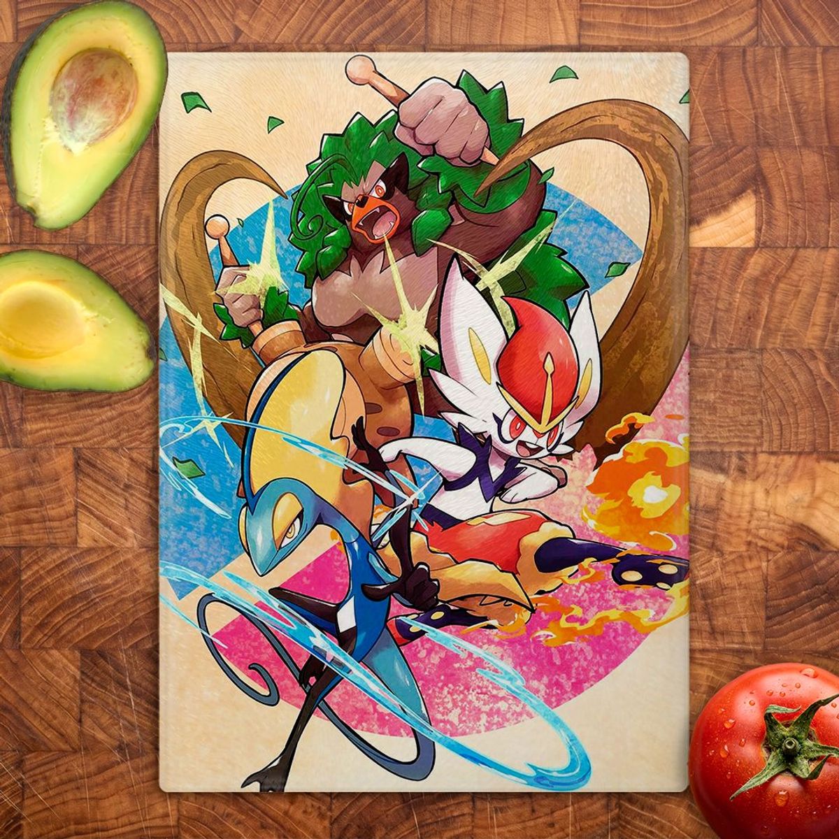 GENERICO - Tabla para picar Artisticat - Diseño Trío Inicial Galar - 28,5x39 cm