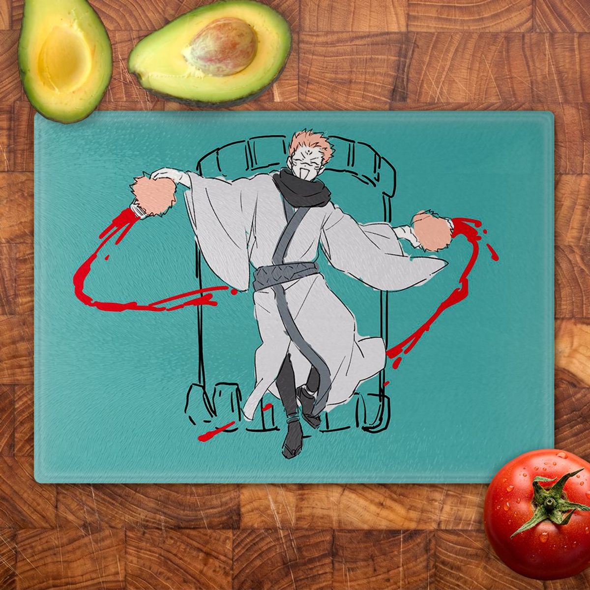 GENERICO - Tabla para picar Artisticat - Diseño Sukuna Porrista - 20x28 cm