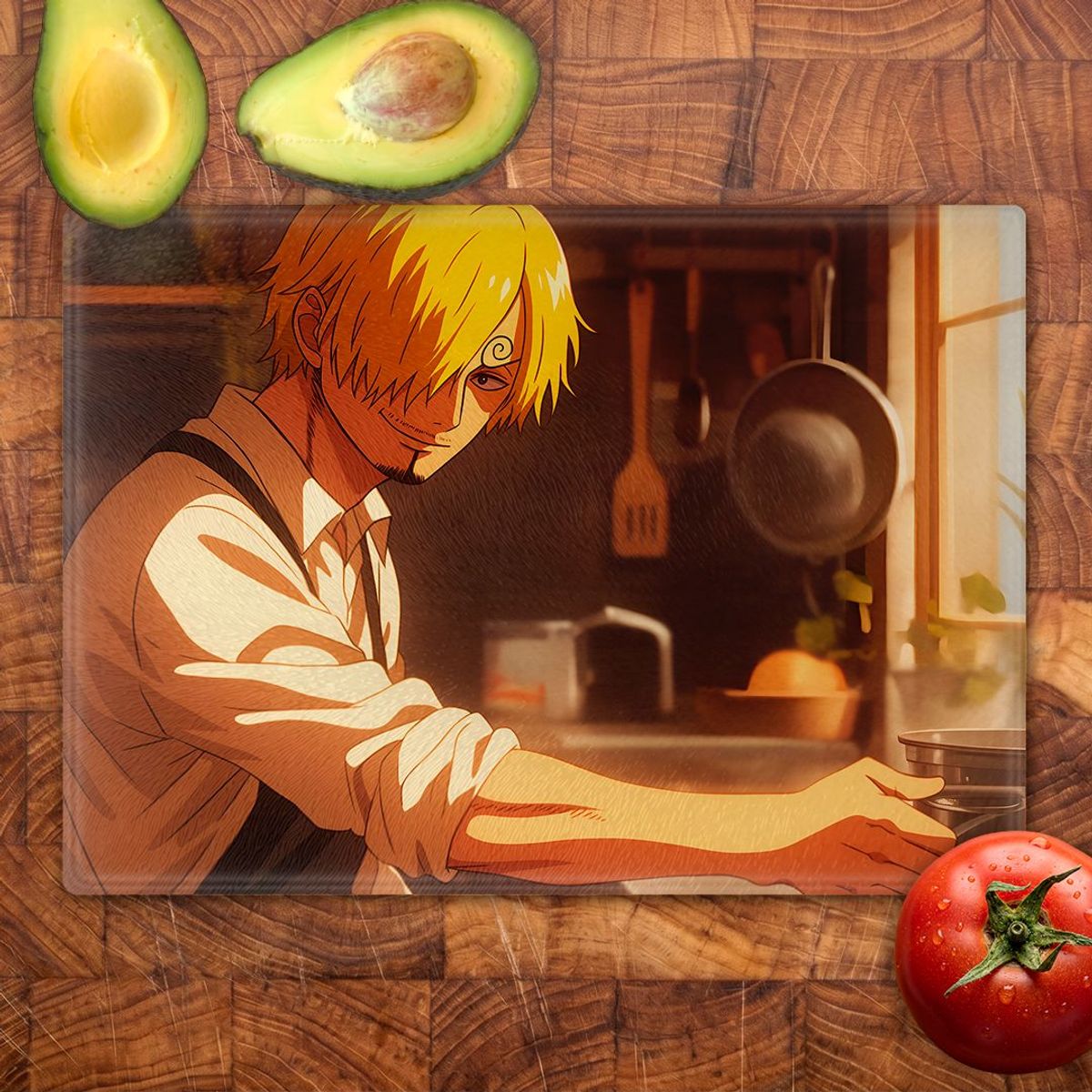 GENERICO - Tabla para picar Artisticat - Diseño Sanji Chef del Baratie - 28,5x39 cm