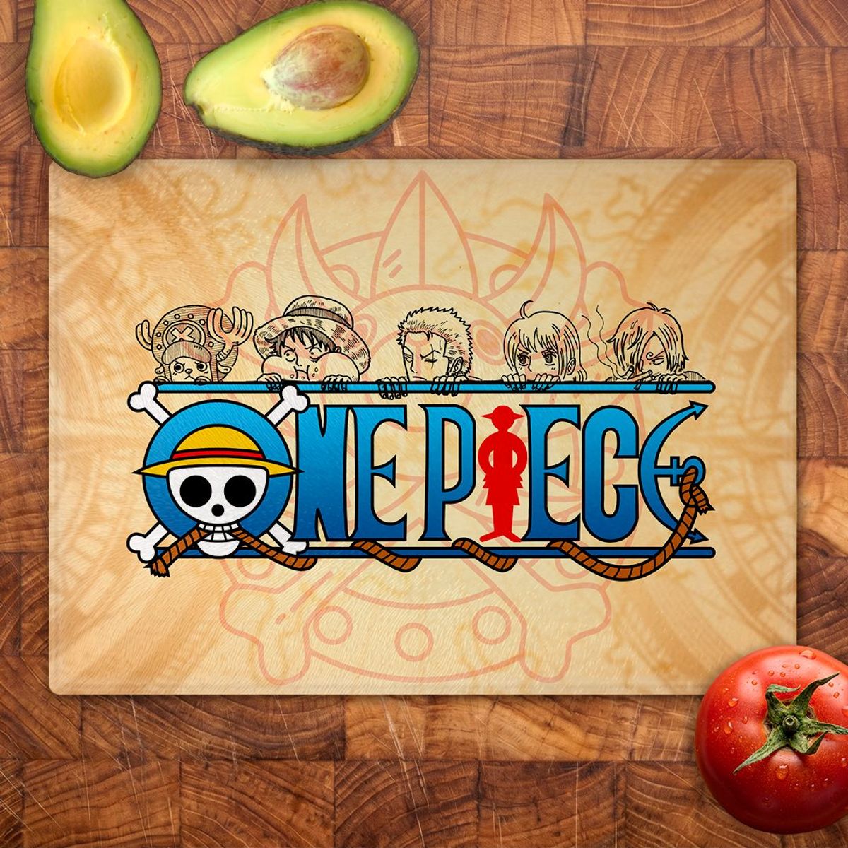 GENERICO - Tabla para picar Artisticat - Diseño One Piece Nakamas - 28,5x39 cm