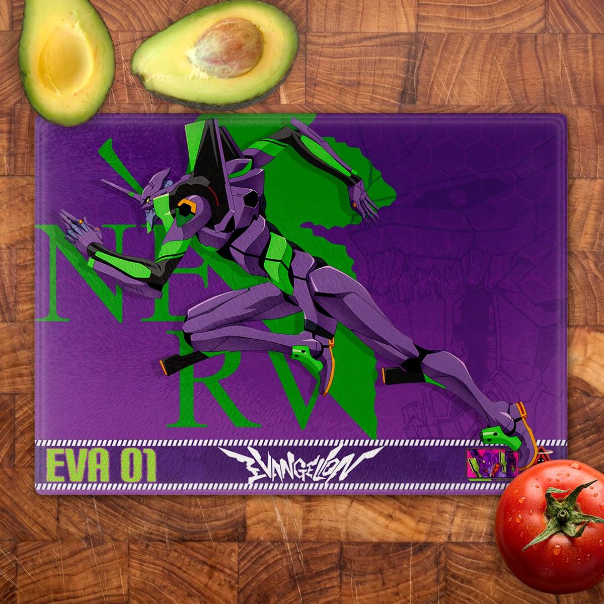 GENERICO - Tabla para picar Artisticat - Diseño Evangelion Eva 01 Action - 28,5x39 cm