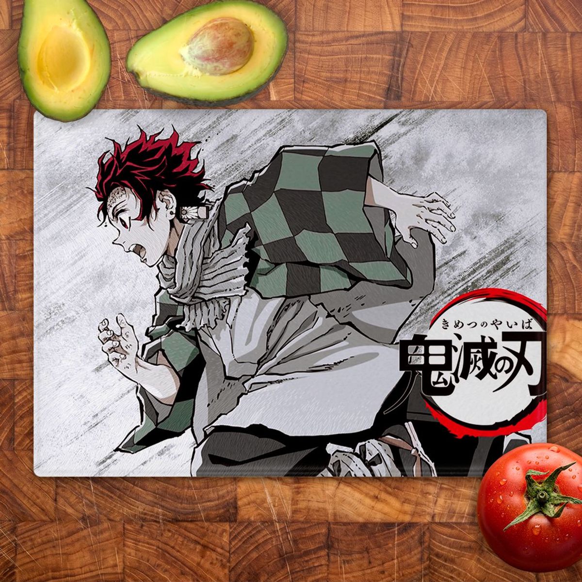 GENERICO - Tabla para picar Artisticat - Diseño Tanjiro Kamado Water Hashira - 20x28 cm