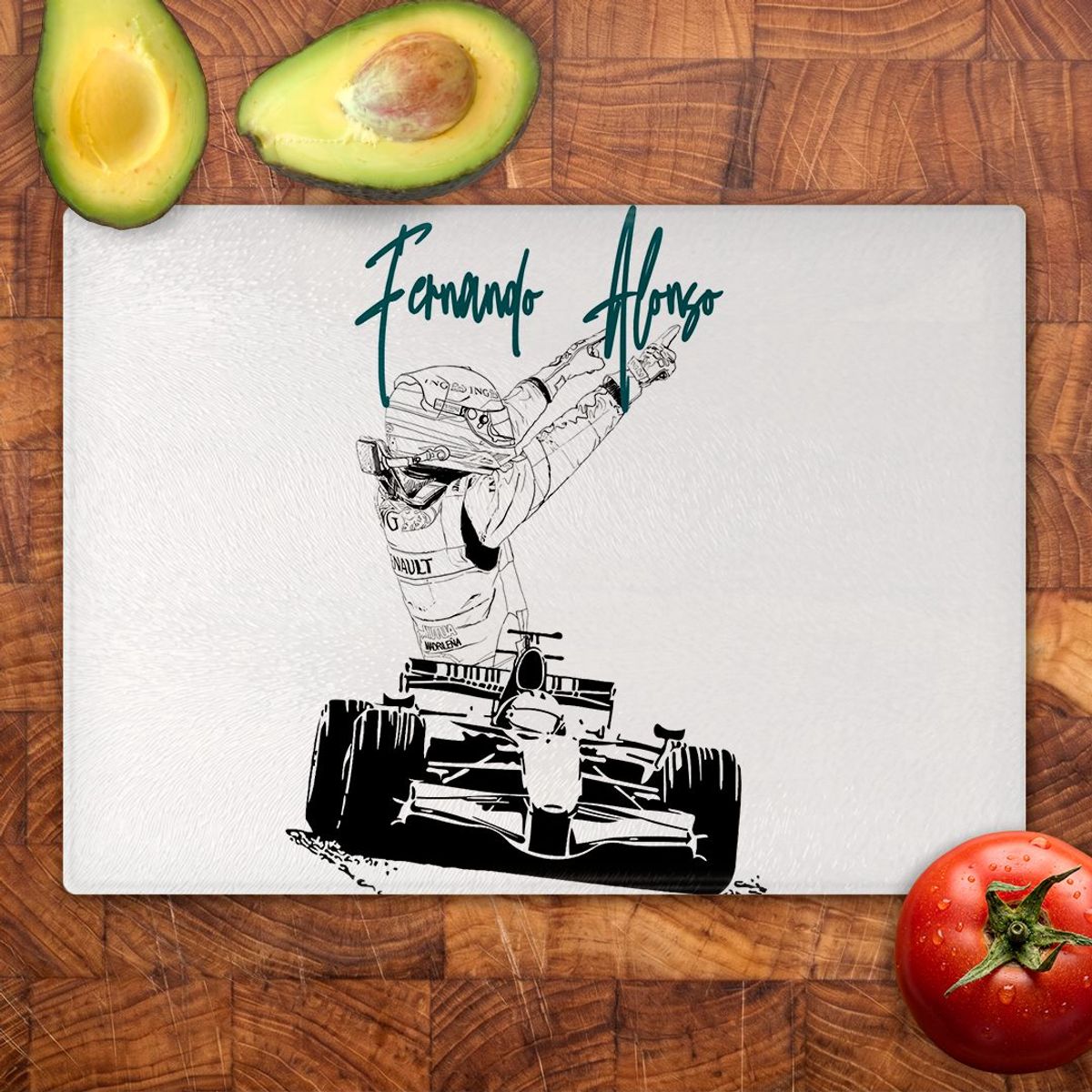 GENERICO - Tabla para picar Artisticat - Diseño Fernando Alonso Victory - 28,5x39 cm