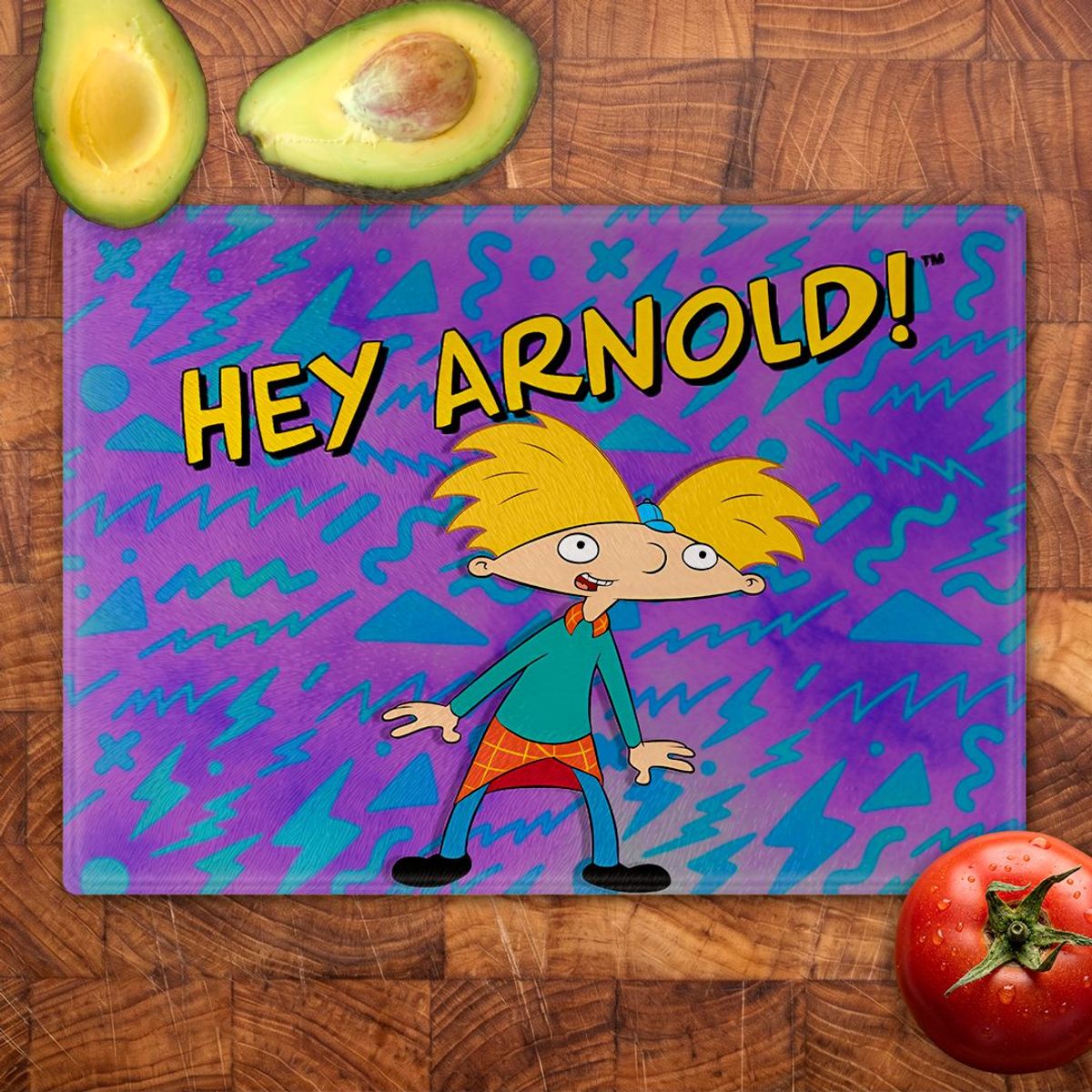 GENERICO - Tabla para picar Artisticat - Diseño Hey Arnold Retro Morado - 20x28 cm