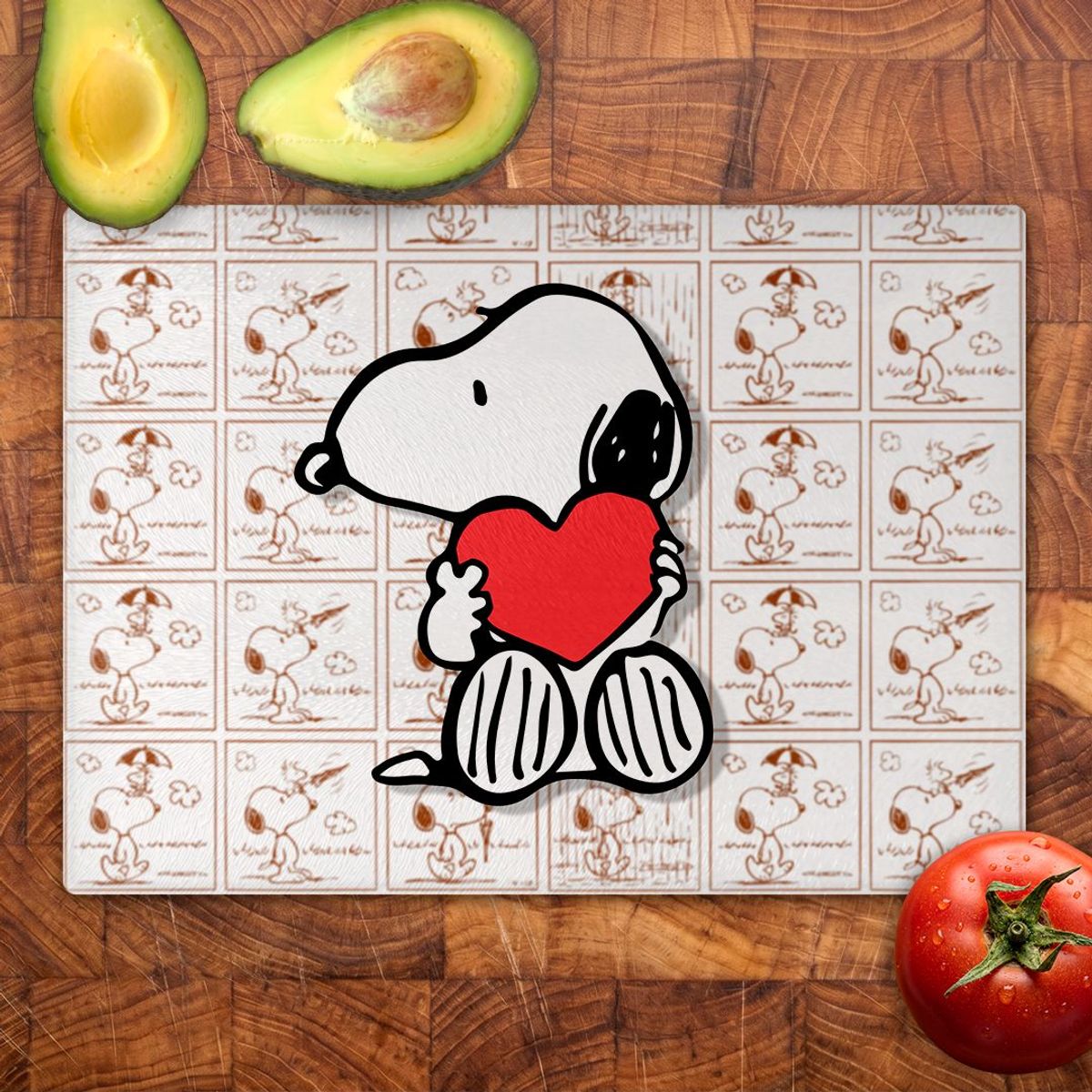 GENERICO - Tabla para picar Artisticat - Diseño Snoopy Heart & Comics - 20x28 cm