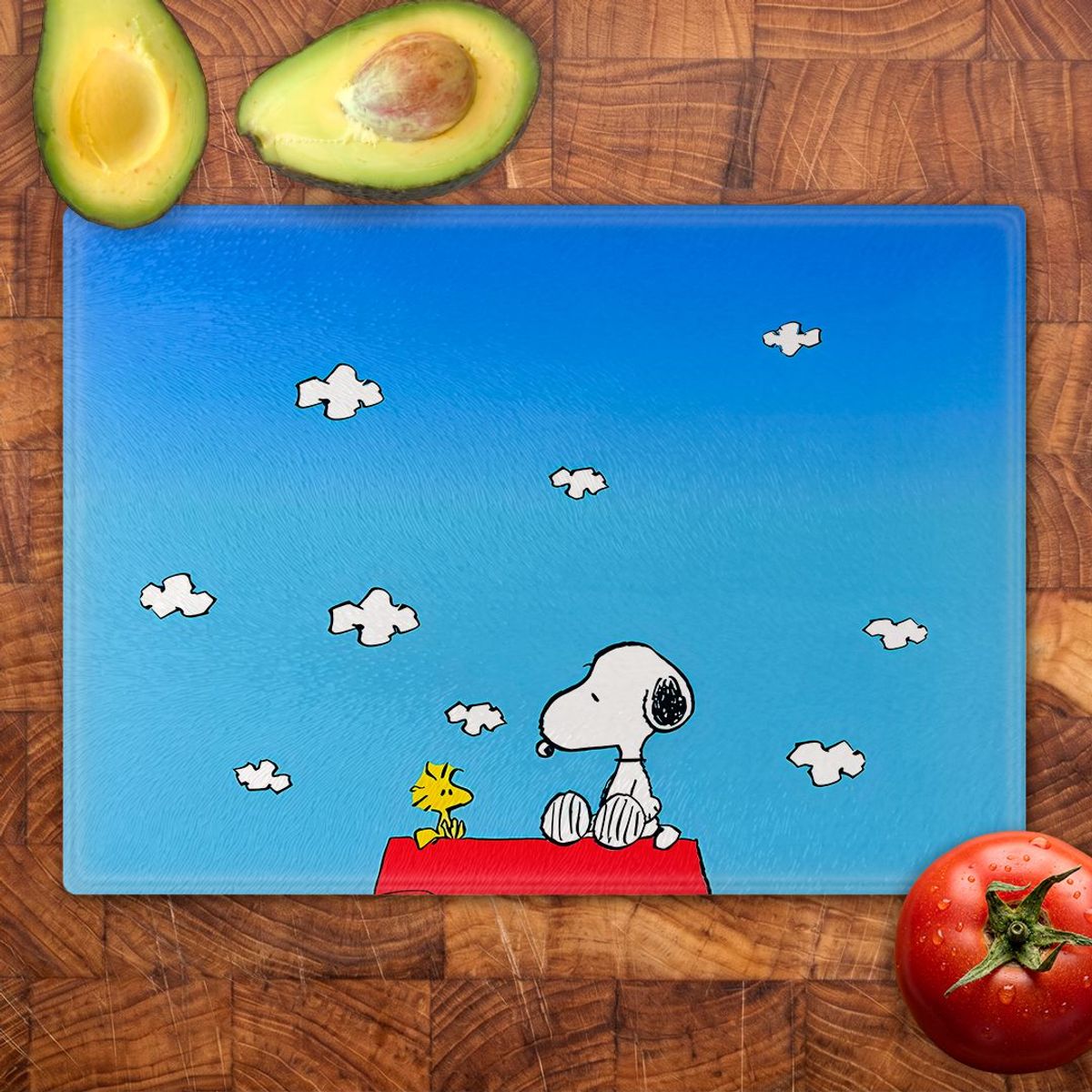 GENERICO - Tabla para picar Artisticat - Diseño Snoopy & Woodstock Infinite Sky - 20x28 cm