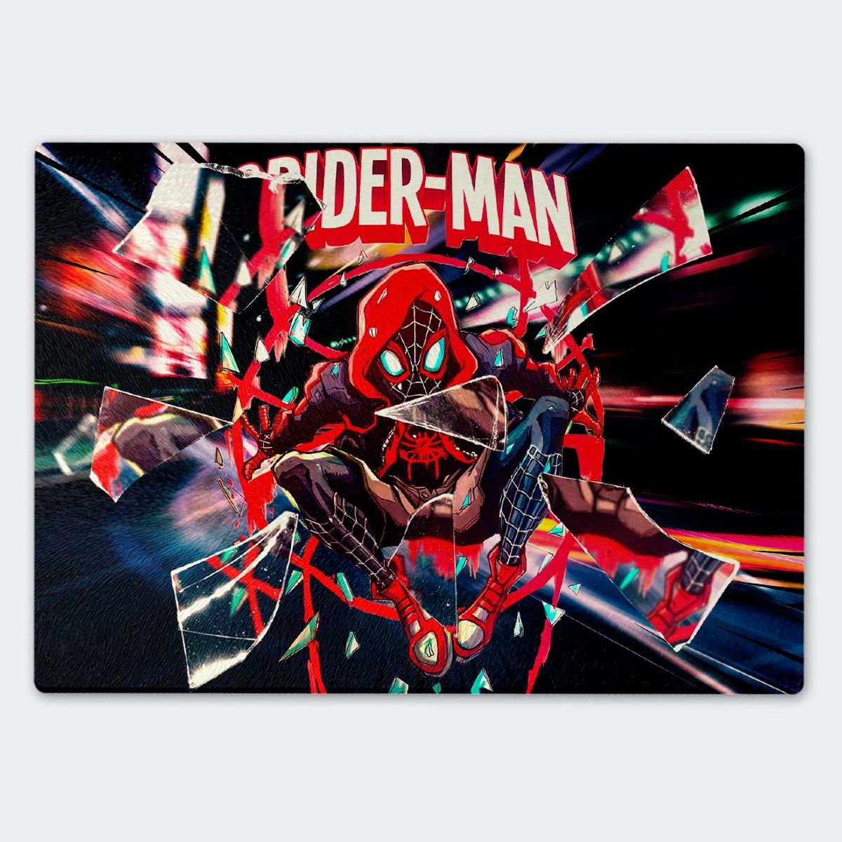 GENERICO - Tabla para picar Artisticat - Diseño Spider-Man Miles Morales Shatter - 28,5x39 cm
