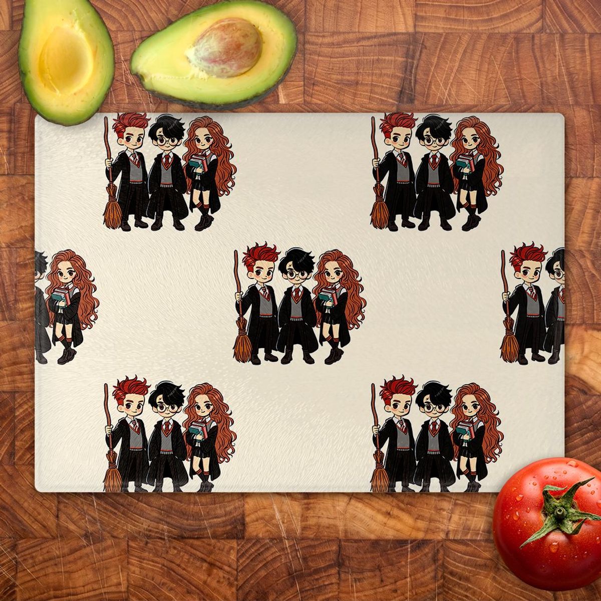 GENERICO - Tabla para picar Artisticat - Diseño Harry Potter Golden Trio Chibi - 20x28 cm