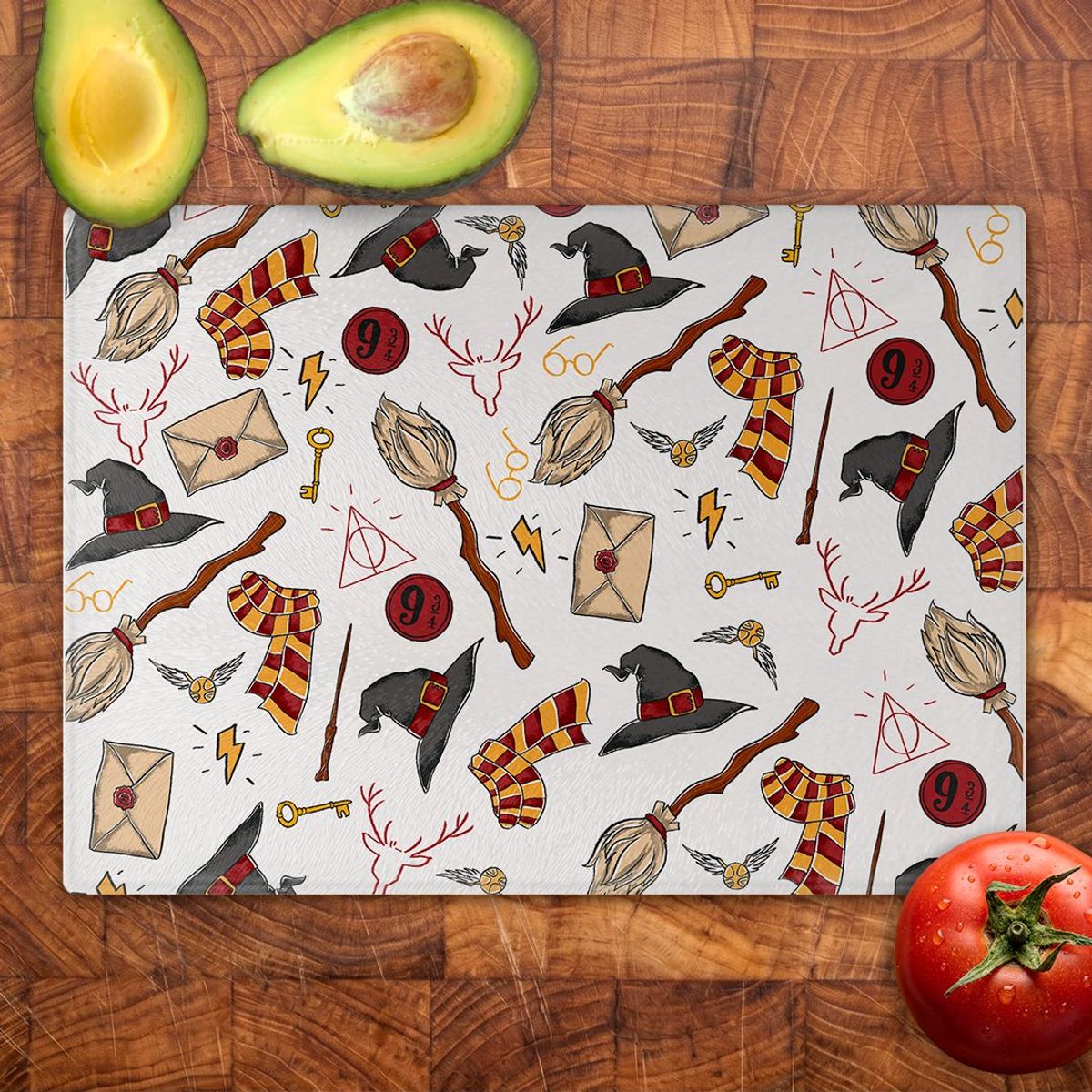 GENERICO - Tabla para picar Artisticat - Diseño Harry Potter Magic Icons Pure White - 28,5x39 cm