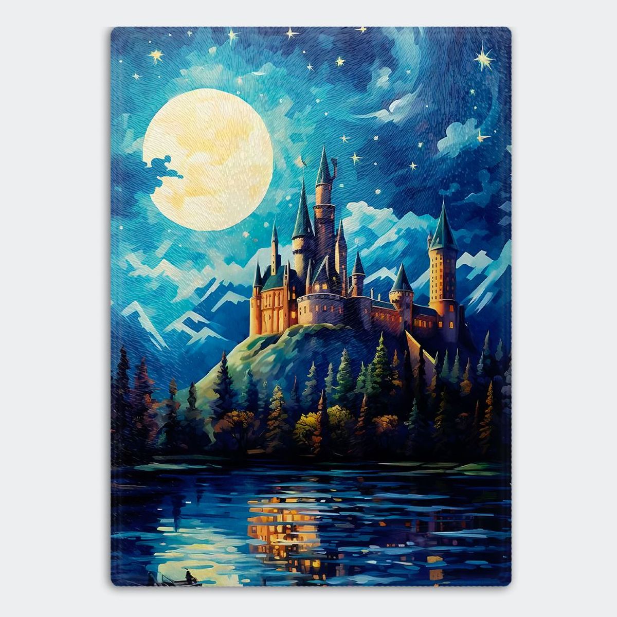GENERICO - Tabla para picar Artisticat - Diseño Hogwarts Bajo la Luna - 28,5x39 cm
