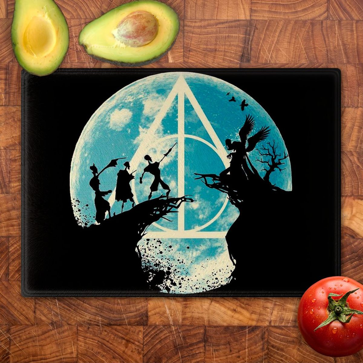 GENERICO - Tabla para picar Artisticat - Diseño Reliquias de la Muerte Silueta - 20x28 cm