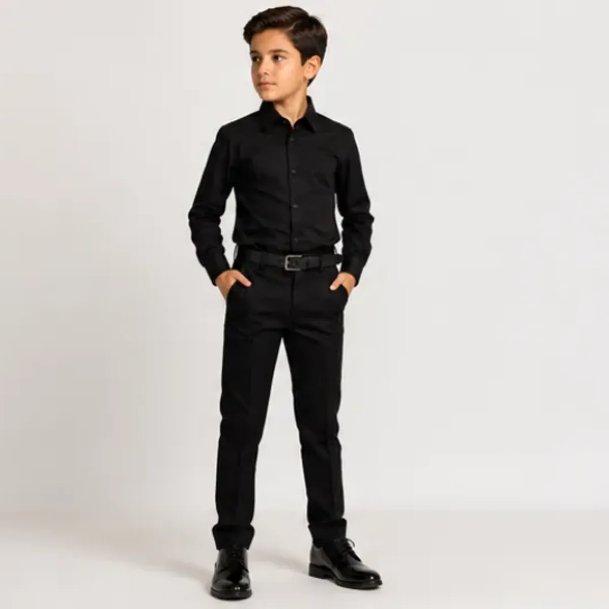 XPRESS RECHARGE - Camisa blanca de vestir para niño manga larga Elegante y cómoda