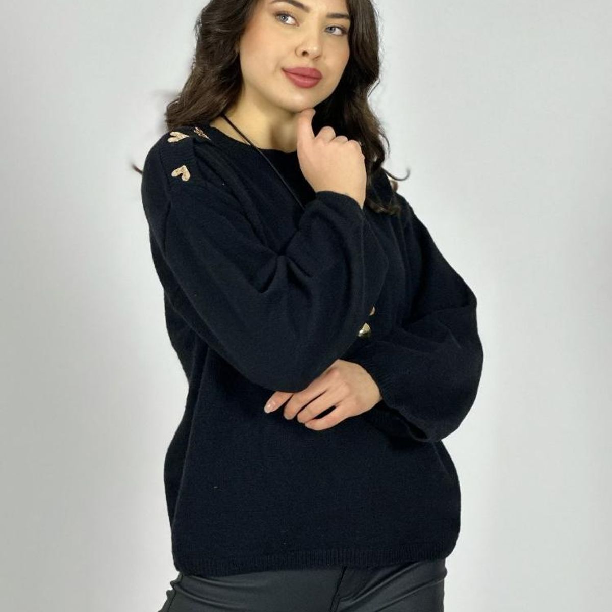 ENIGMATICA BOUTIQUE - Sweater Lana Corazones Brillantes en Hombros