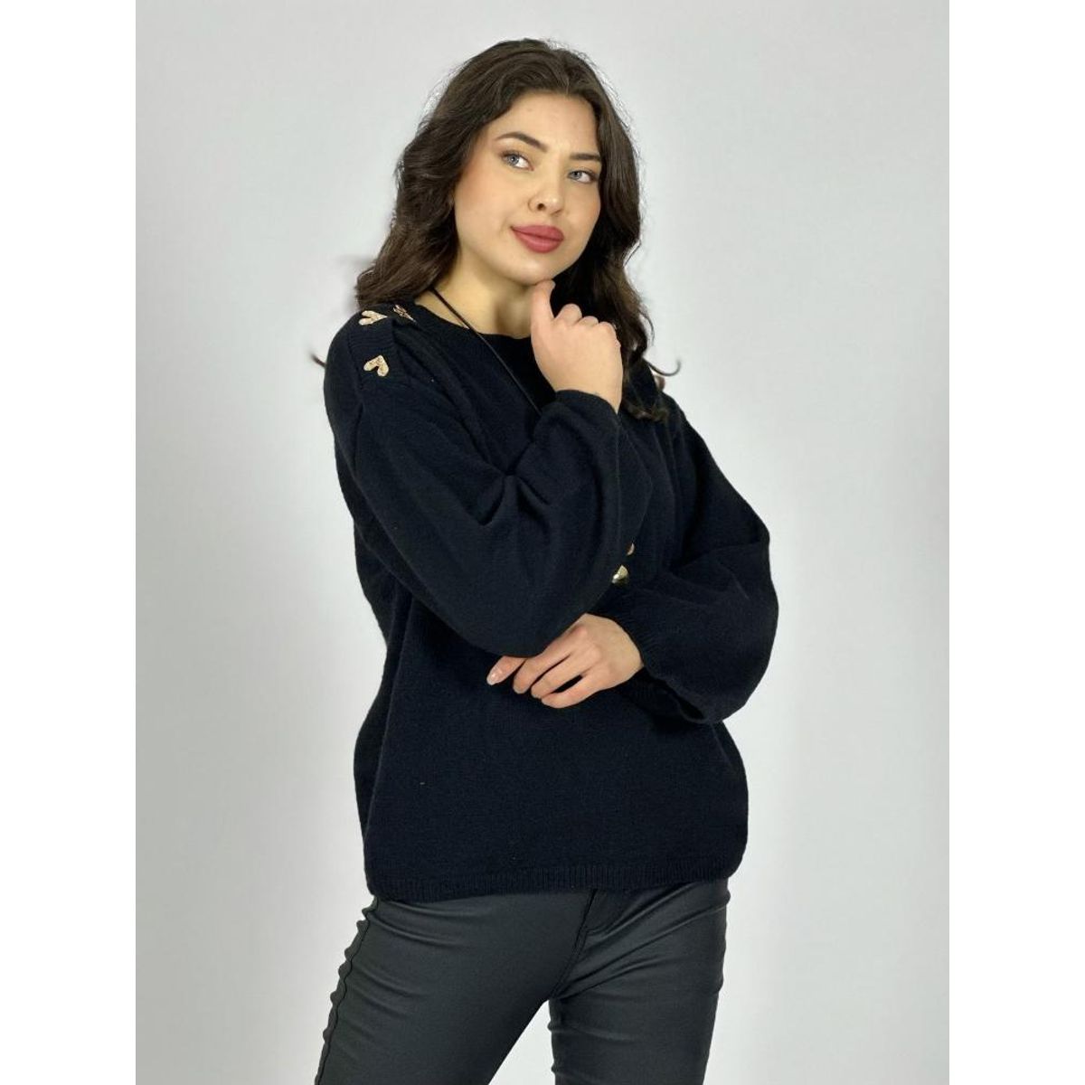 ENIGMATICA BOUTIQUE - Sweater Lana Corazones Brillantes en Hombros