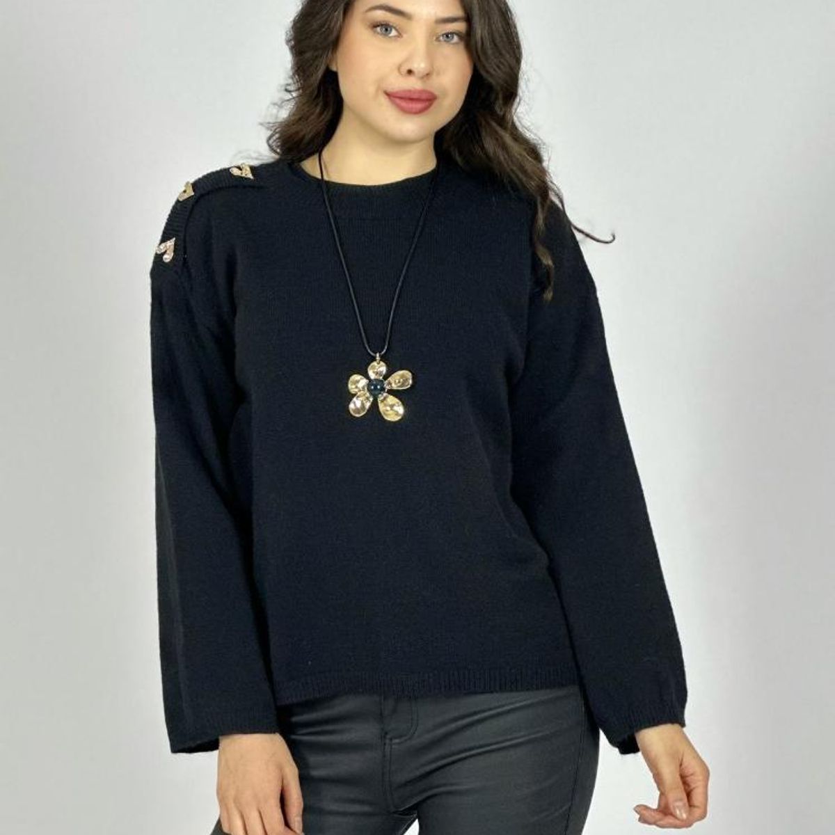ENIGMATICA BOUTIQUE - Sweater Lana Corazones Brillantes en Hombros