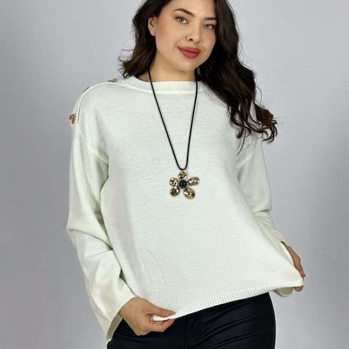 ENIGMATICA BOUTIQUE - Sweater Lana Corazones Brillantes en Hombros