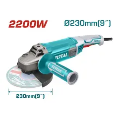 TOTAL TOOLS - Esmeril Angular 9 Pulgadas Industrial 2200w + 2 Accesorios TOTAL