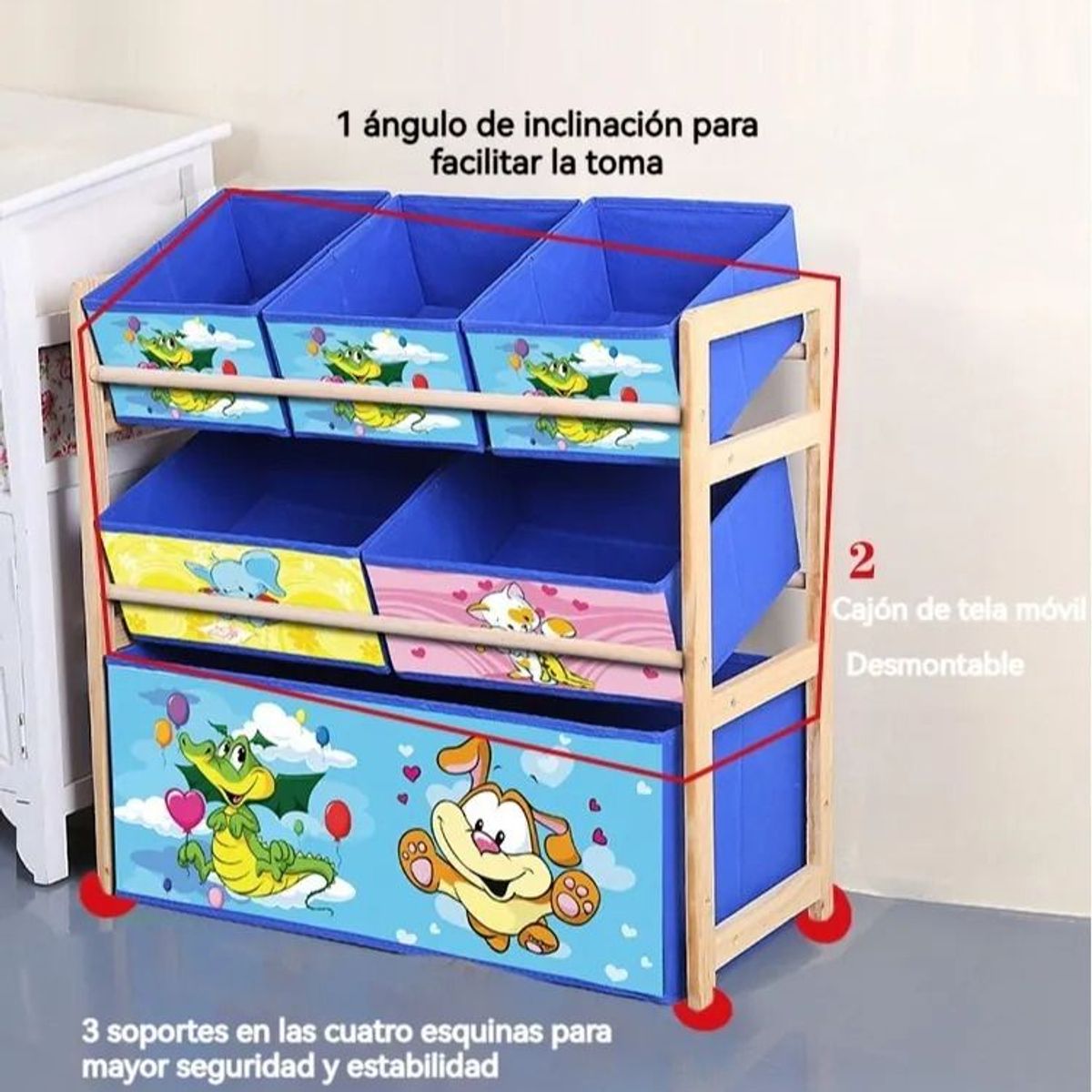 EVERSO - Estante Organizador Juguetes De 3 Niveles 64x60x28.5cm