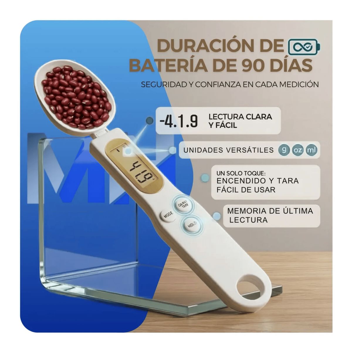 GENERICO - Cuchara Medidora Digital Bascula Balanza Precision 500g Blanco