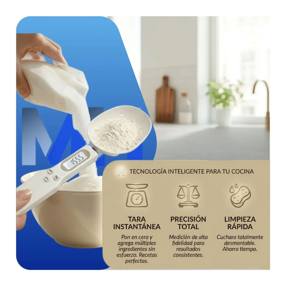 GENERICO - Cuchara Medidora Digital Bascula Balanza Precision 500g Blanco