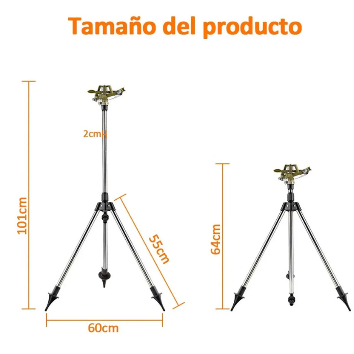 GENERICO - Aspersor Para Riego 360° Impacto Bronce Con Trípode Aluminio generico