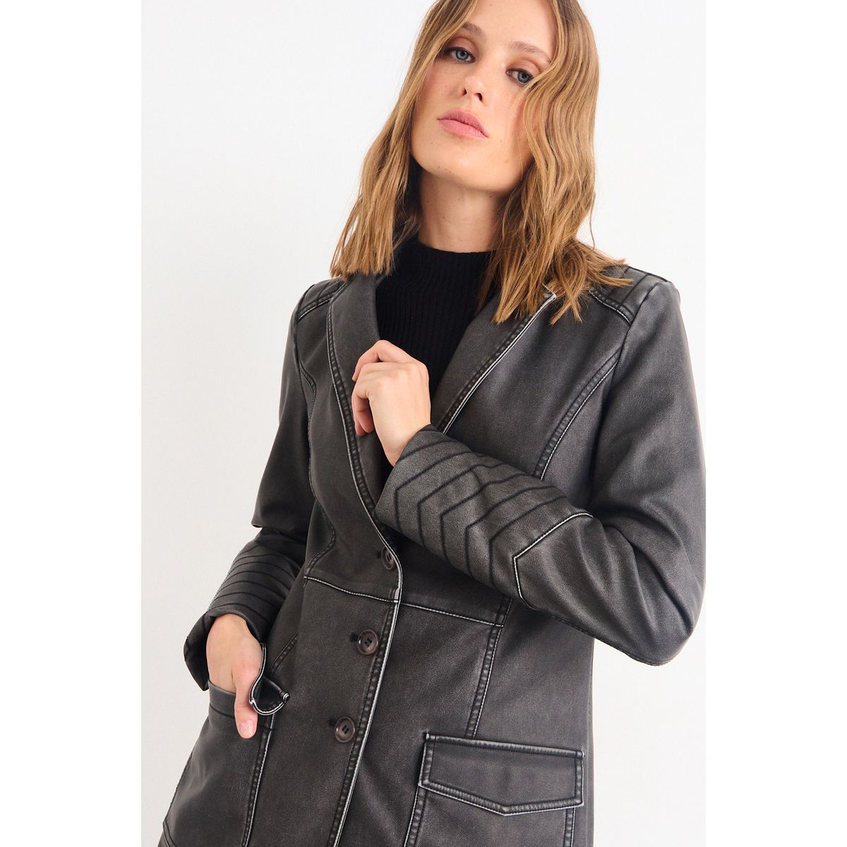 IO - Trench Liso Mujer Negro Io